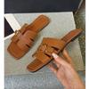 New Plus-size Shoes, Belt-buckle Women's Slippers, Flat Square-toed Shoes