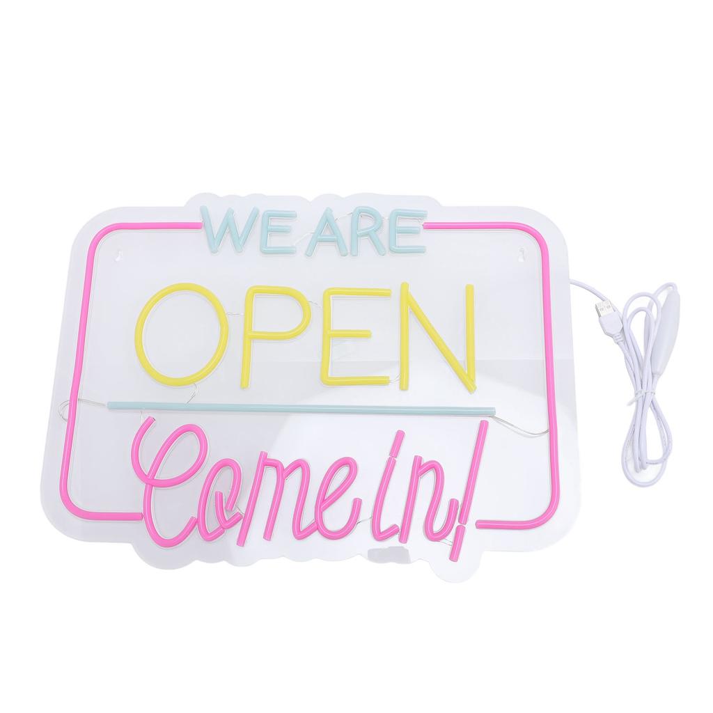 Wall Decor Neon Sign USB Power Supply We Are Open Come In LED Neon Sign Aesthetic Room Decor for Bars