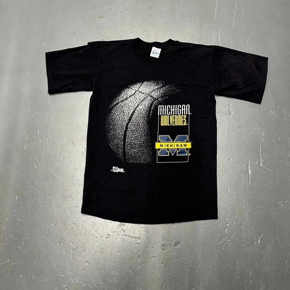 Винтажная футболка Salem sportswear Michigan wolverines для баскетбола, 90-е, одинарный шов