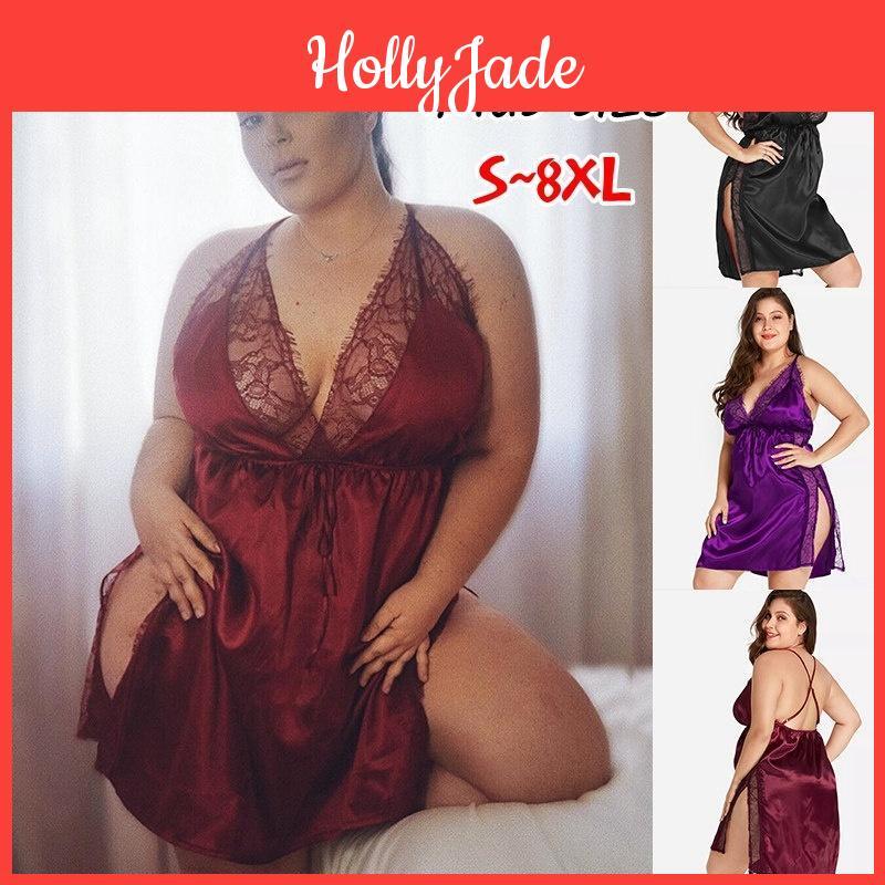 Night Size Sexy Lingerie Large Dress Sleepwear Women Sling Nightwear Sex Lace Temptation Underwear Nightdress For Fat Girls