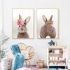 Flower Bunny Poster Rabbit Nursery Wall Art Canvas Painting Animals Print Posters Nordic Wall Pictures for Baby Room Decor