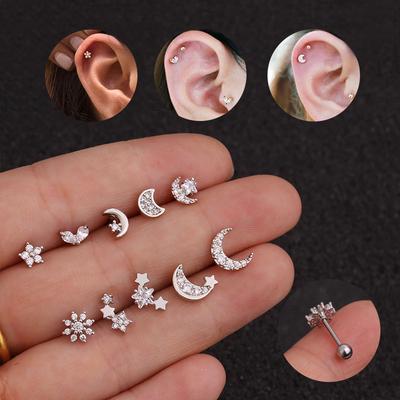 Серьги-гвоздики для пирсинга хряща уха Moon Sun Ear Helix