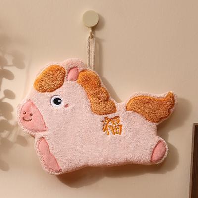 Коралловый бархат Год Лошади Полотенце для рук Утолщенное Быстросохнущее Туалетное Полотенце для рук Подвесное Влаговпитывающее Банное полотенце