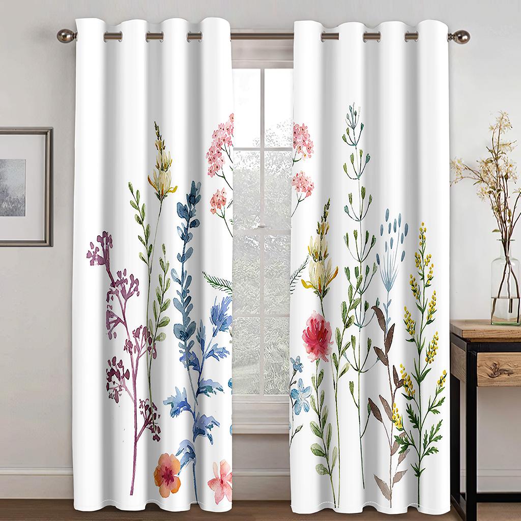 2 шт очаровательные шторы с цветочным принтом бабочки цветочные шторы для спальни гостиной кухни оконные шторы люверсы верхний кортин