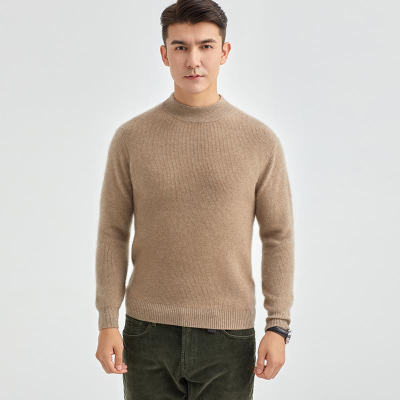 Мужской кашемировый свитер свободного кроя с полувысоким воротником на осень/зиму - деловой повседневный стиль