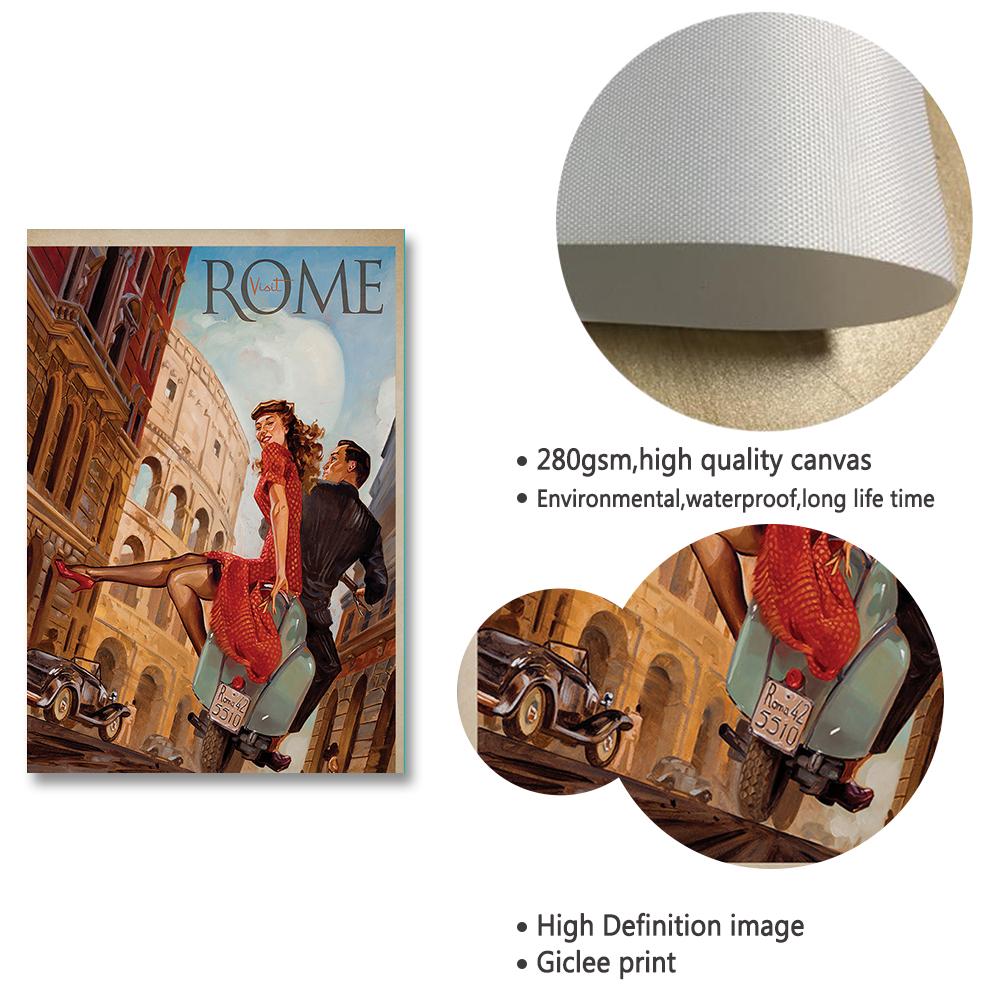 Рим Италия Винтаж Колизей Реклама путешествий Реклама туризма Плакаты Печать Холст Картина Настенные картины Гостиная Домашний декор