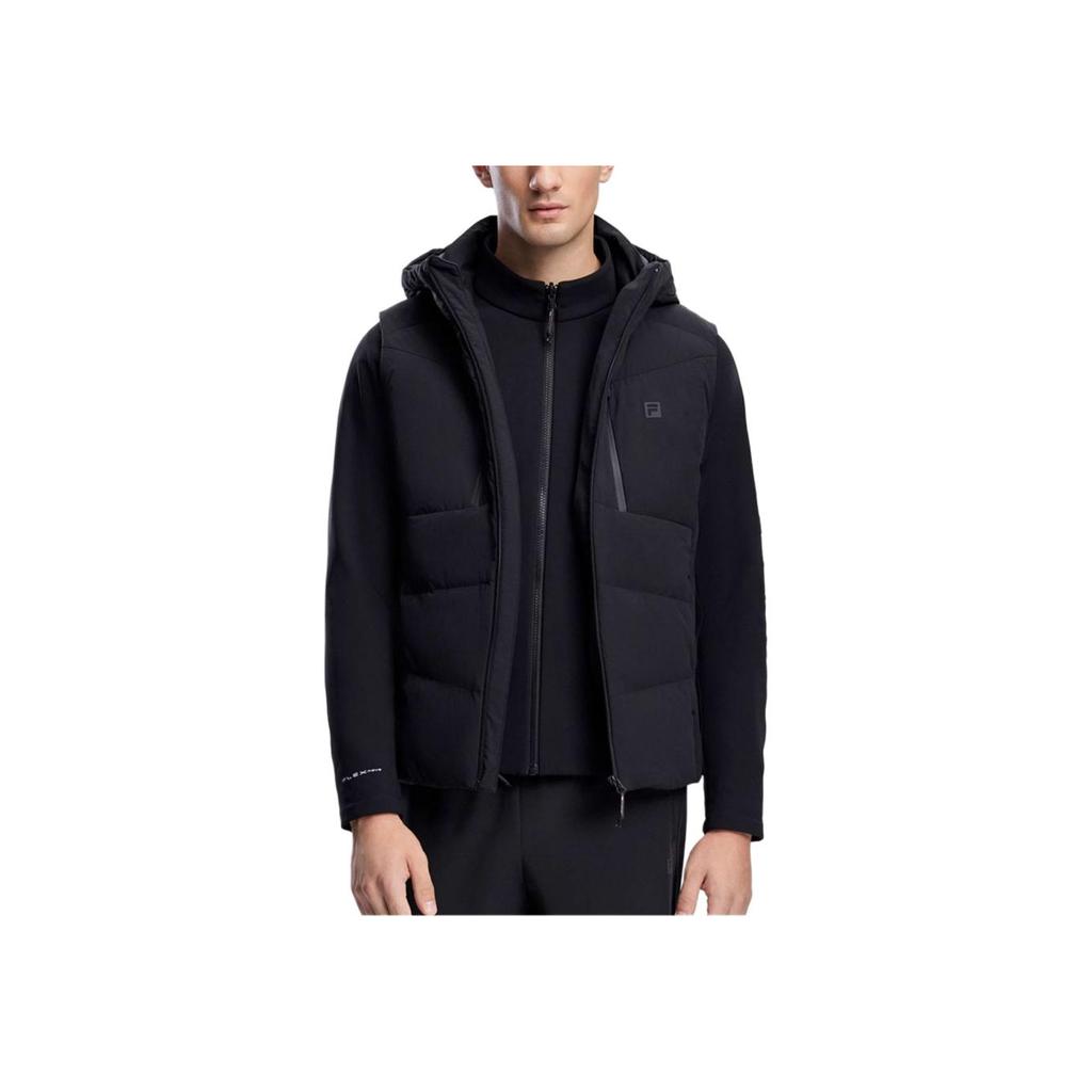 Fila 2023 Winter New Down Jacket Two-Piece Set Basic Fitness Sports Hoodie Men Outerwear Black A11M341905F-BK