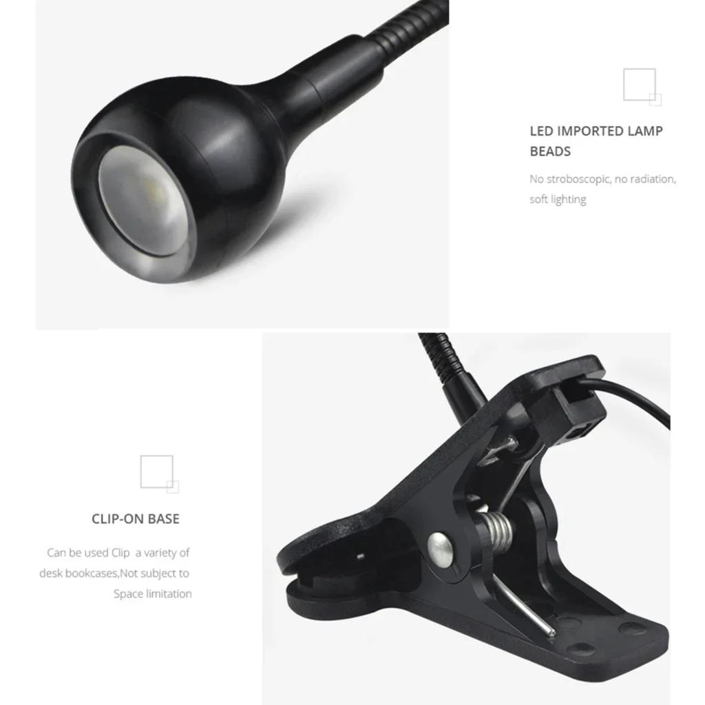 New USB Flexible Tube Adjustable LED Table Light With Clip Holder Bedroom Study Reading Lamp Powered Eye Protection Desk Lights