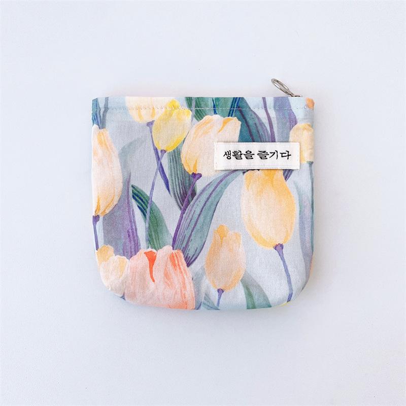 Mini Cotton Floral Organizer Bags for Women Bag Small Fabric Cosmetic Make Up Bag Little Purse Coin Pouch Children Cosmetic Case