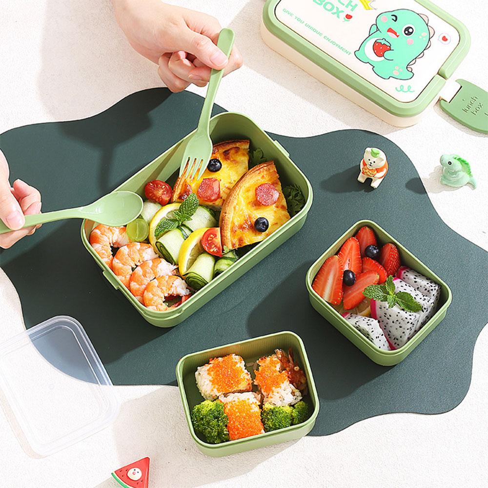 Cute Lunch Box For Kids Portable Double-layer Bento Box DIY Stickers Food Storage Box Microwave Containers Boy Girls' Lunch Box