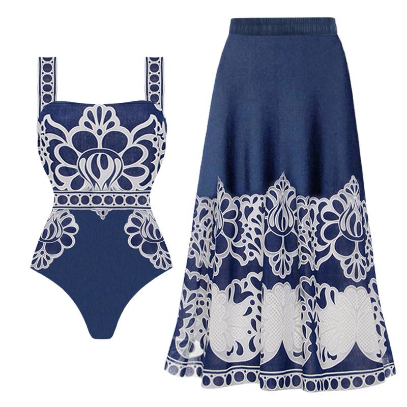 1011 European and American swimwear new ethnic style printed one-piece swimsuit suit female 11189