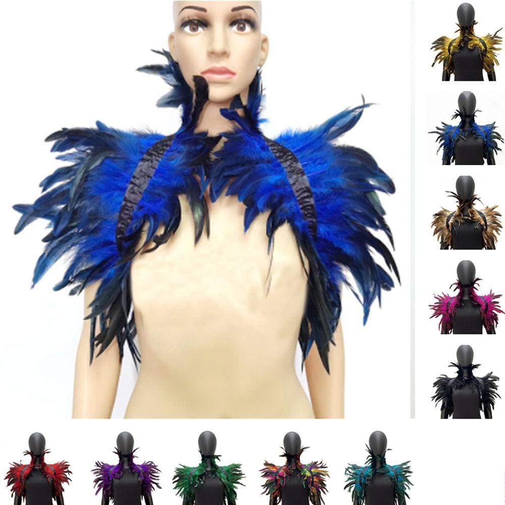 Punk Feather Shawl Natural Feather Fake Collar Luxury Feather Shoulder Cape  Cosplay