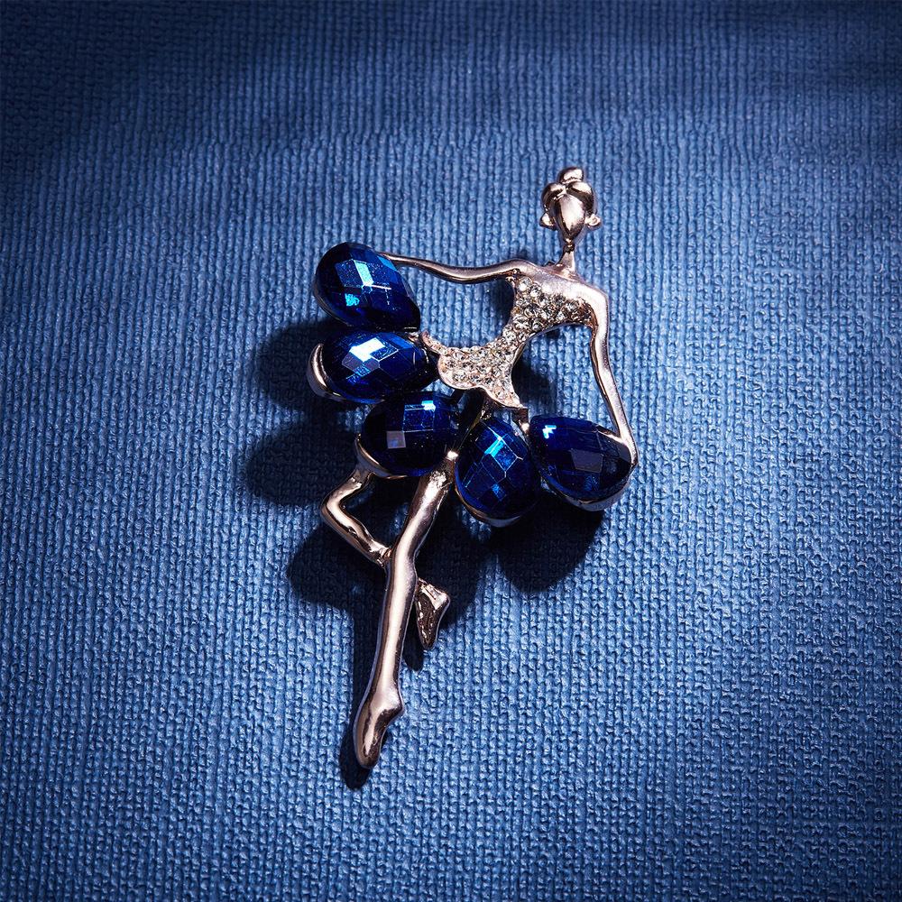 Роскошная брошь в форме танцующей девушки в корейском стиле, со стразами, аксессуары для костюма, хрустальная брошь
