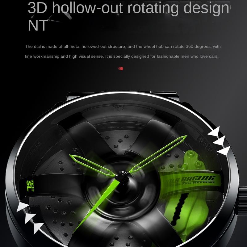 SVJ Genuine TE37 Wheel Hub Watch Трехмерный полый поворотный стол Стол для модификации автомобиля Водонепроницаемые светящиеся гидравлические мужские часы