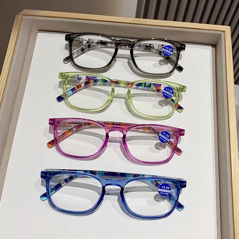 Новые модные очки для чтения с высокой четкостью изображения, прозрачные линзы, полная оправа, защита от синего света, пресбиопия, очки +1,0 до +4,0