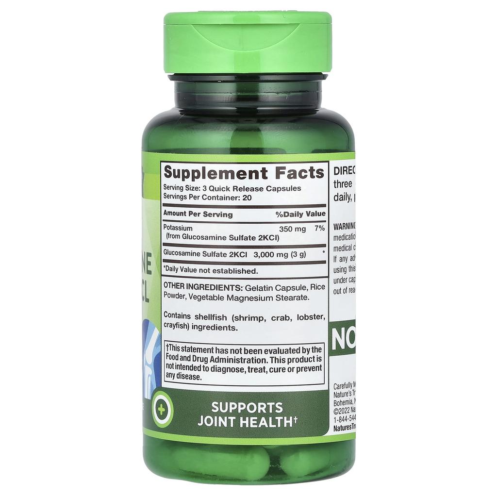 Nature'S Truth, Triple Strength Glucosamine Sulfate 2Kcl, 3,000Mg, 60 Rapid Release Capsules (1,000Mg per Capsule)
