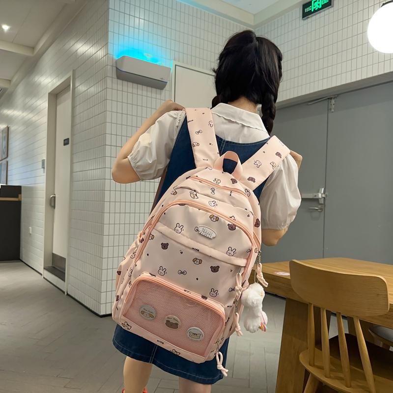 Студенческий школьный рюкзак с мультяшным принтом, легкий рюкзак большой вместимости