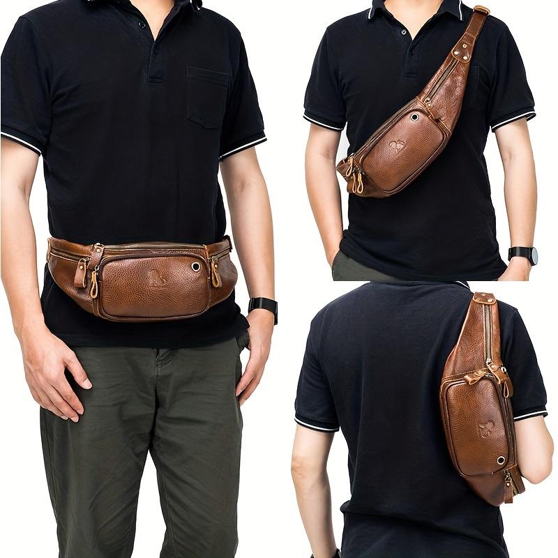 Поясная сумка из натуральной кожи для отдыха на природе, мужская поясная сумка для путешествий, походов, бега, сумка для мобильного телефона, кассовая сумка