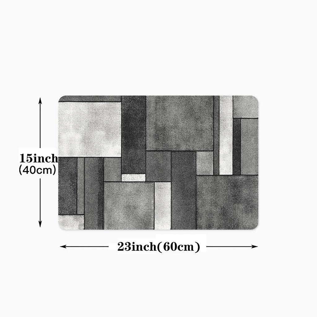 1 шт. простой серый и белый кухонный коврик с геометрическим рисунком, мягкий утолщенный кухонный коврик, водонепроницаемый нескользящий маслостойкий напольный коврик, коврик для бега