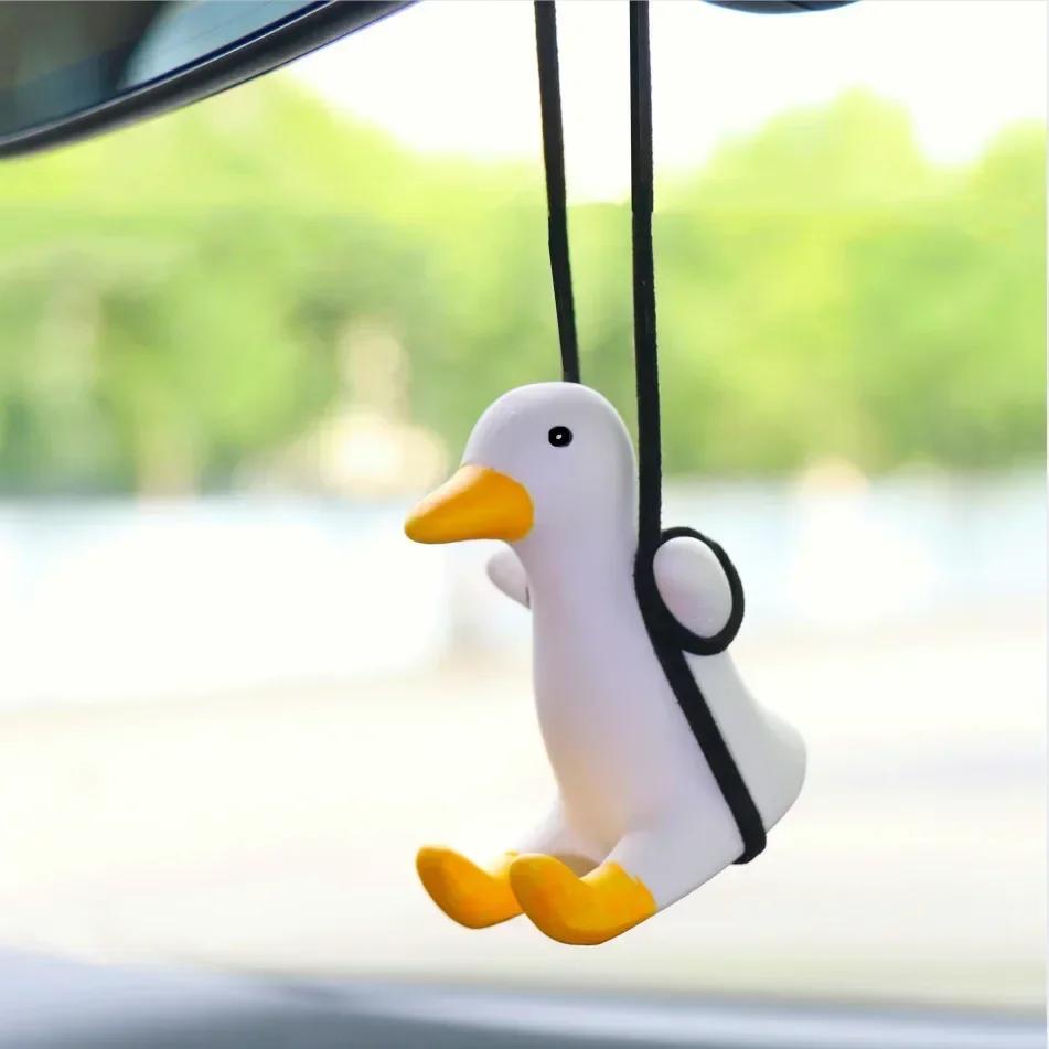 Cute Car Interior Duck Anime Decoration Gypsum Auto Rearview Mirror Pendant for Swing Car Decoration Accessories Dropship