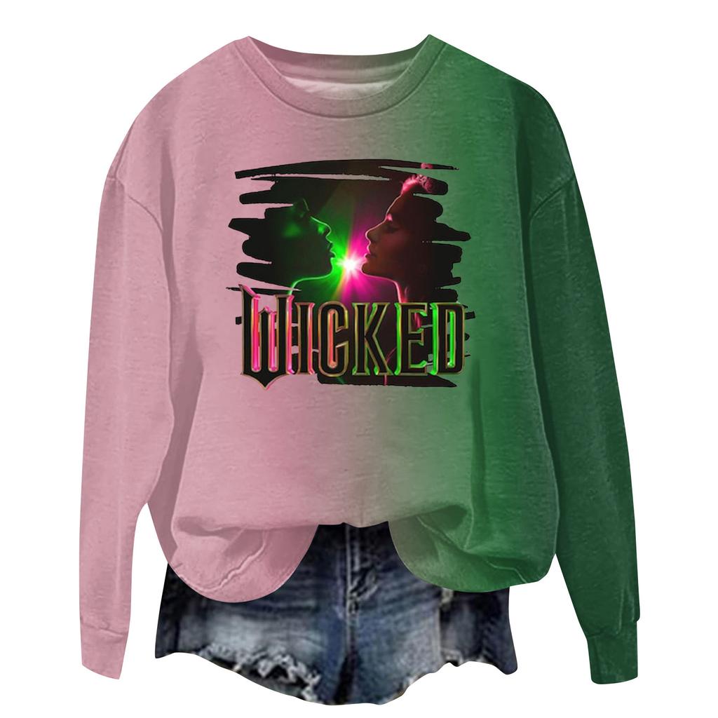 Женская модная повседневная футболка с рукавами реглан и принтом ведьмы с круглым вырезом