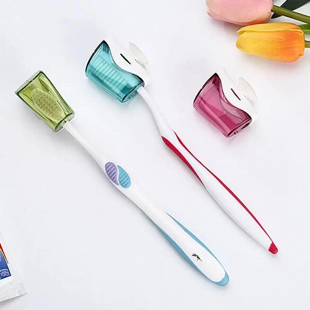 3PCS with Suction Cup Toothbrush Cover Dustproof Toothbrush Protector Cover  Bathroom