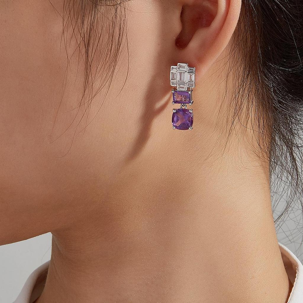 Новые серьги-застежки из натурального африканского аметиста, драгоценный камень, модный дизайн, изысканные украшения для женщин, хороший подарок, новинка 2024 года