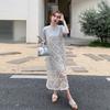 Lace Hollow Blouse Vest Skirt Casual and Thin T-shirt Skirt Women's Summer New Two-piece Dress
