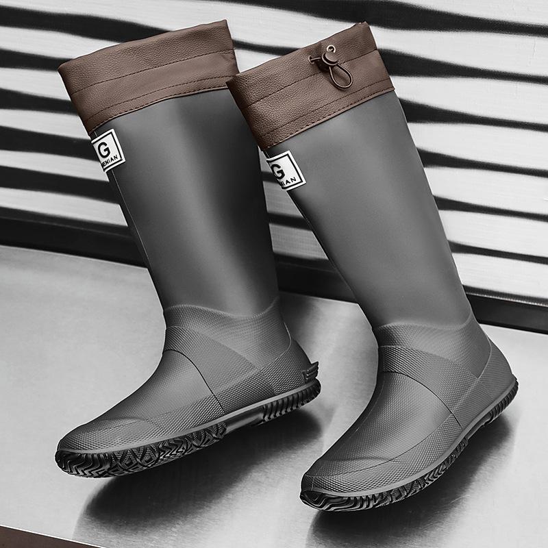 Adult Couple Men and Women Long Tube Wild Bird Association Foldable Rain Boots Waterproof Non-slip Rain Shoes Water Shoes