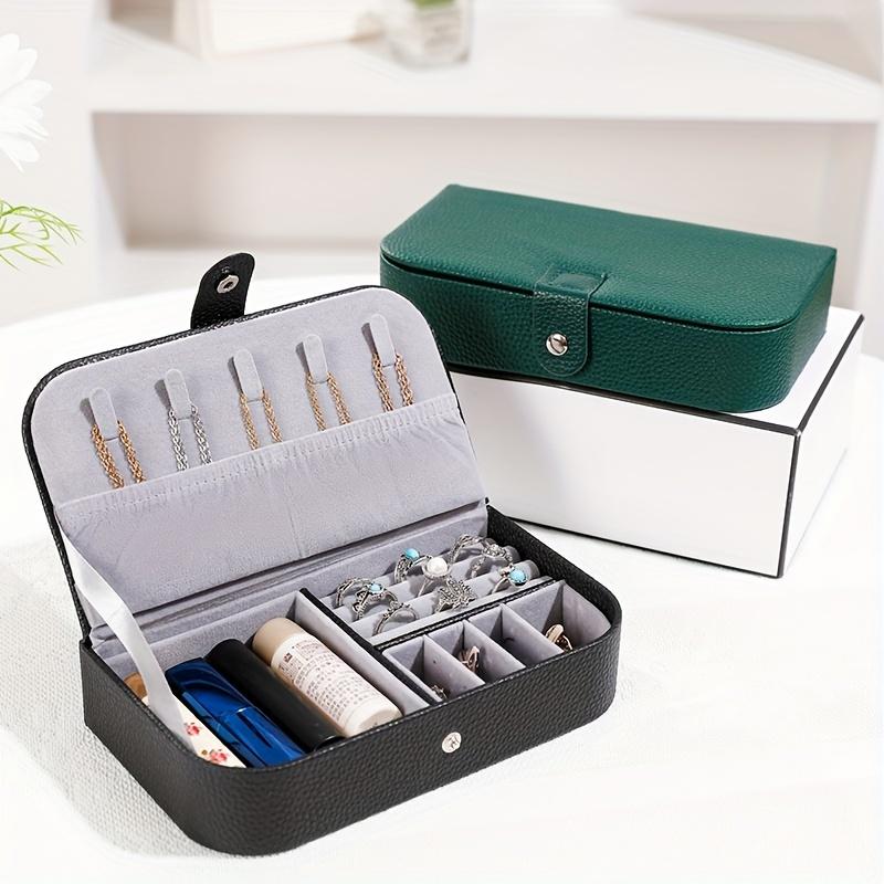 Elegant Green Jewelry Box - Large Faux Leather Organizer for Earrings, Necklaces & Rings. Perfect Gift for Women & Mothers! 