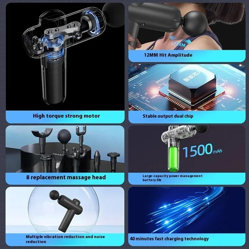 Professional grade LCD intelligent screen fascia gun multifunctional home fitness and relaxation mini massager for muscles