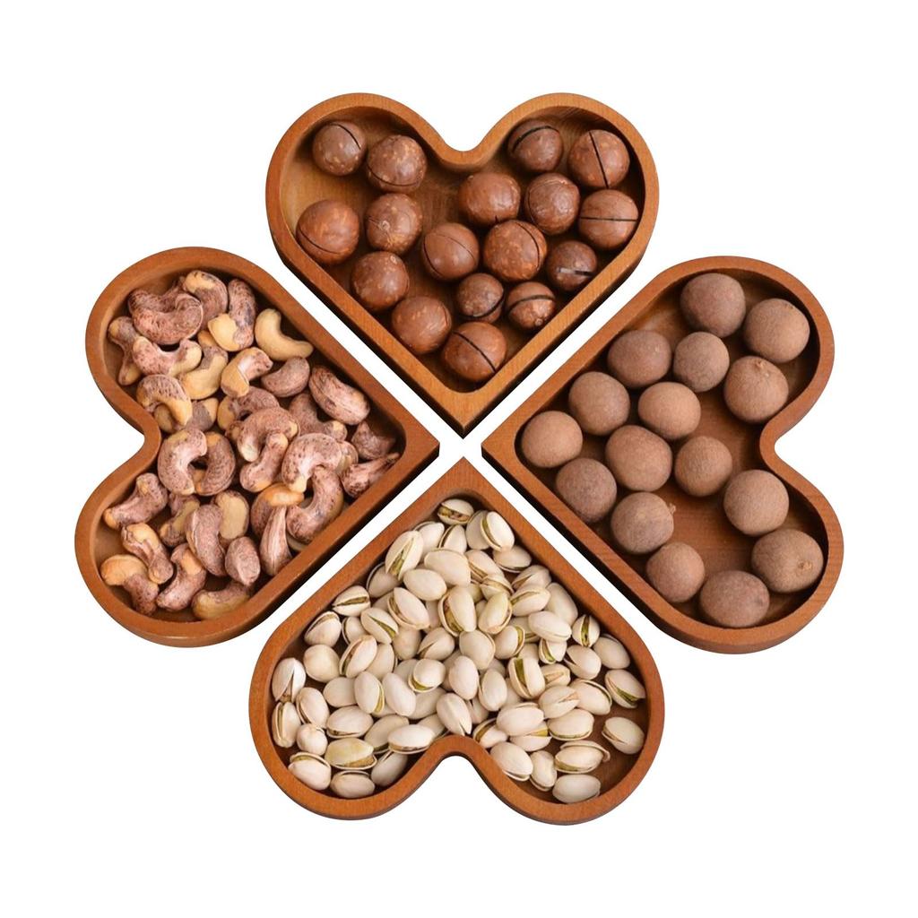 Heart-Shaped Wooden Serving Trays for Home Decor & Food - Decorative Wood Trays for Candy, Sushi, Dessert, Valentine’s Day Gift