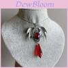 Gothic Baroque Ruby Crystal Necklace With Winged Pendant For Women