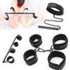 Adjustable Lace Neck Collar Handcuffs Ankle Cuffs Set Slave Bondage Stainless Steel Open Leg Bar Sex Toys for Couples Woman