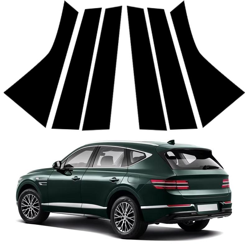 6 шт. автомобильная глянцевая черная оконная дверная колонка BC столбик PC крышка отделка подходит для Genesis GV80 2020-2024