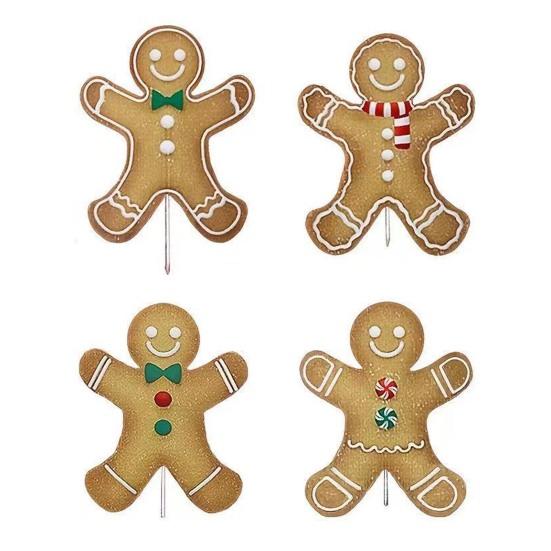 Большие елочные пики Леденец с мятой/Пряничный человечек Рождественские украшения Пластиковый навершие для рождественской елки Праздничный декор для вазы