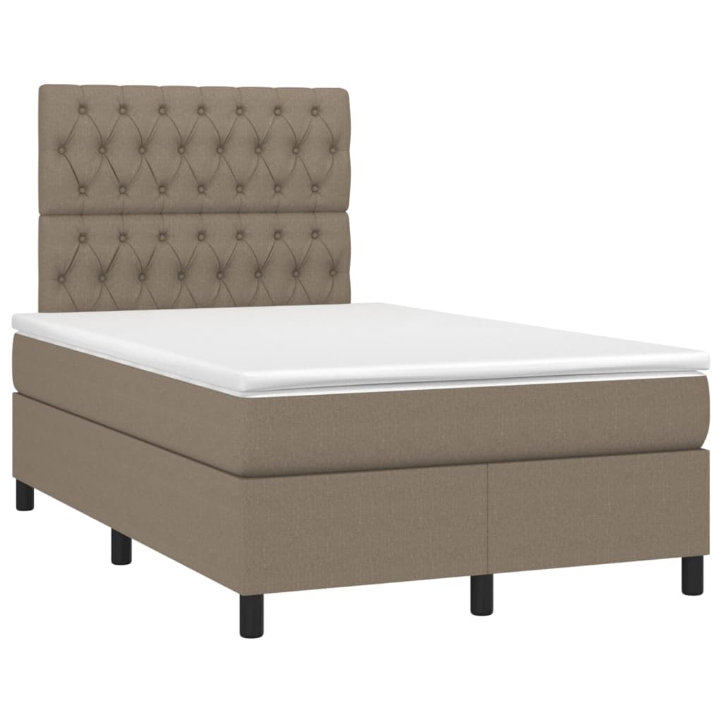 Vidaxl Łóżko Kontynentalne Z Materacem, Taupe, 120X190 Cm, Tkanina