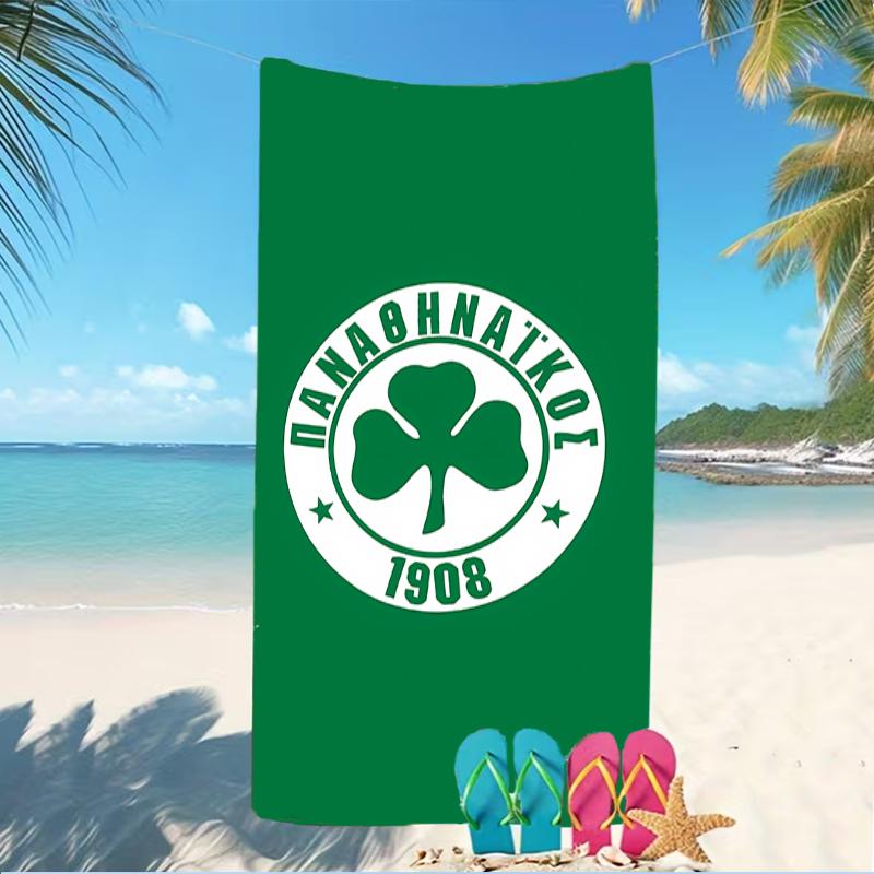 Beach Towel with Panathinaikos FC Pattern - soft,absorbent,machine washable Lightweight&Modern,swimming,Travel Essentials