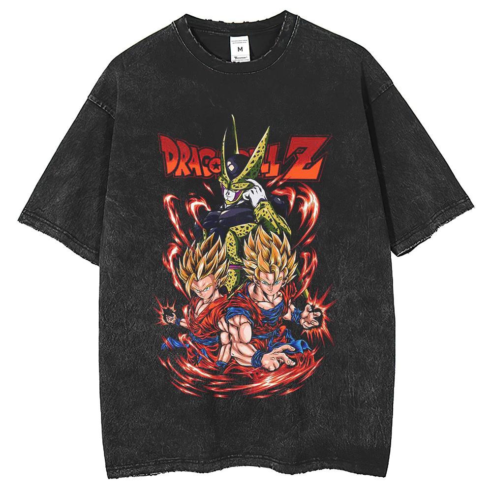 Anime Dragon Ball Goku Vintage Washed T Shirt Mens Women Cotton Tee Harajuku Streetwear Oversized Casual Summer ONeck Loose