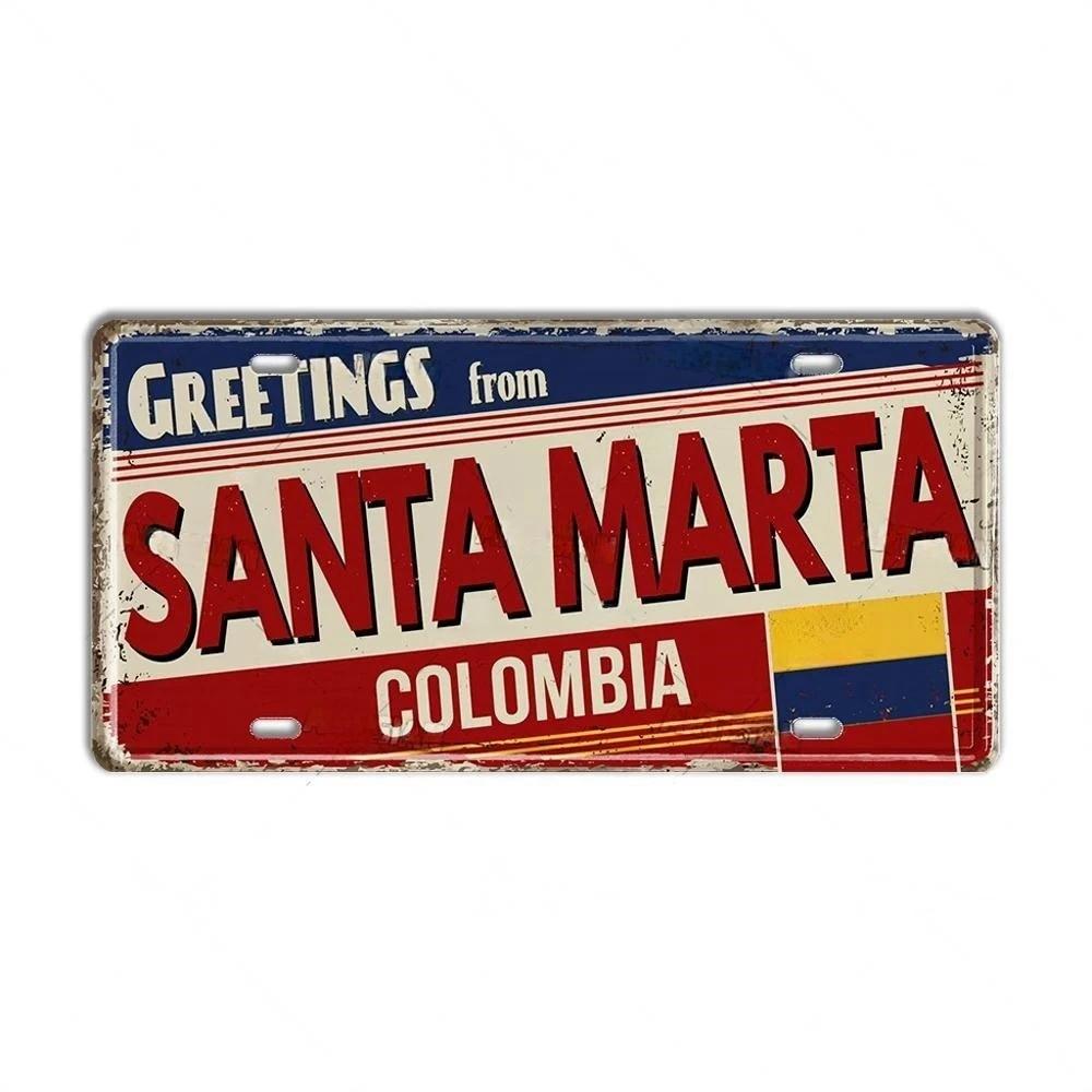 Chile Argentina Ecuador Colombia License Plate Landmark Metal Sign City State Decorative Car Plate Garage Club Bar Wall Decor