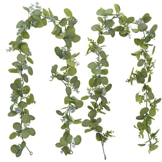 Искусственная эвкалиптовая гирлянда, лозы ручной работы, реалистичный вид, яркий цвет, не требующие ухода листья эвкалипта, искусственные растения