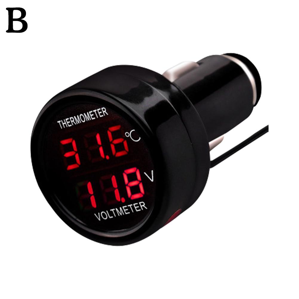 12 В 24 В цифровой автомобильный вольтметр термометр стиль прикуривателя 2 в 1 монитор батареи напряжение измеритель температуры