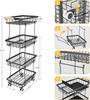 3-ярусный передвижной органайзер для кладовой, Штабелируемая тележка для хранения в кладовой на колесах, Металлические проволочные корзины для кладовой, Кухонная подставка-корзина для фруктов, Овощи