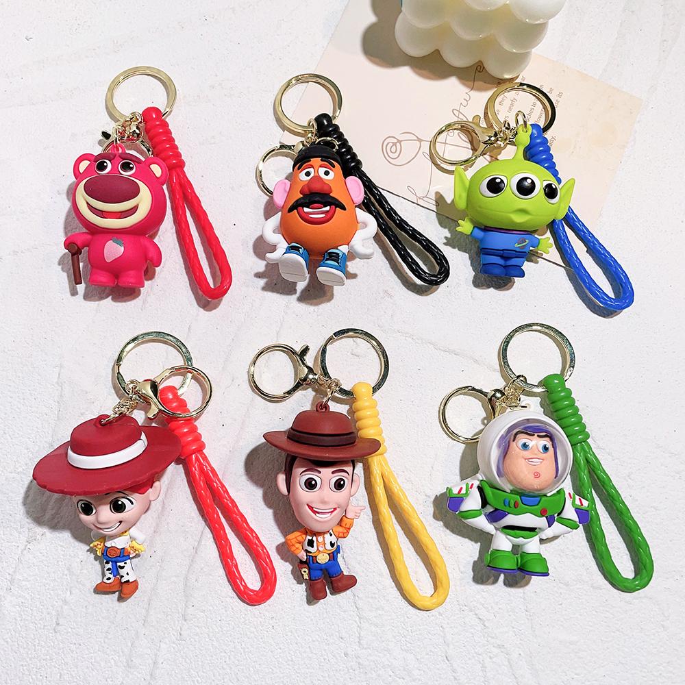 Toy Story Figure Keyring Woody Buzz Lightyear Jessie Doll Pendant Car Keychain Birthday Christmas Gift for Girls Kids