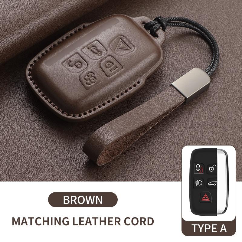 Leather Car Remote Key Case For Land Rover Range Rover Sport Evoque Freelander Velar Discovery 4 Auto Key Shell Fob Keychain