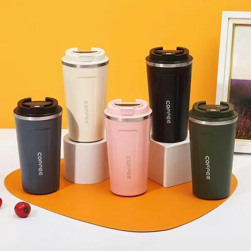New 304 Stainless Steel Coffee Cup Thermal Mugs Leak-Proof Thermos Water Bottle Tea Coffee Mug Vacuum Insulated Bottle 380/510ML