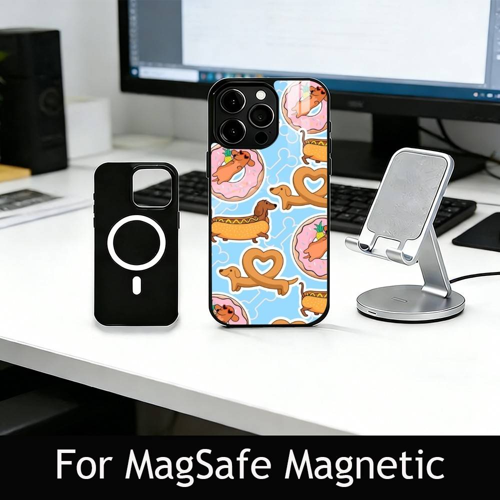 C-Cute C-Cartoon D-Dachshund Phone Case For iPhone17,16,15,14,13,12,11 Plus,Pro Magnetic For Magsafe Wireless Charging