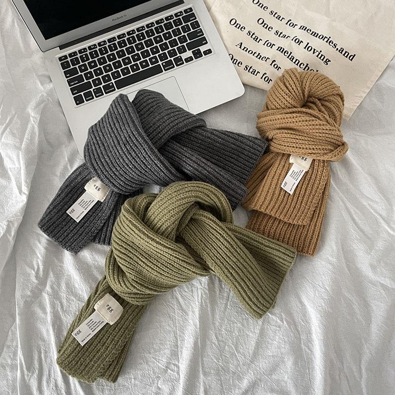 Scarf Designer Niche Macaron Candy Solid Color Cross Wool Fashion Ins Knitted Scarf