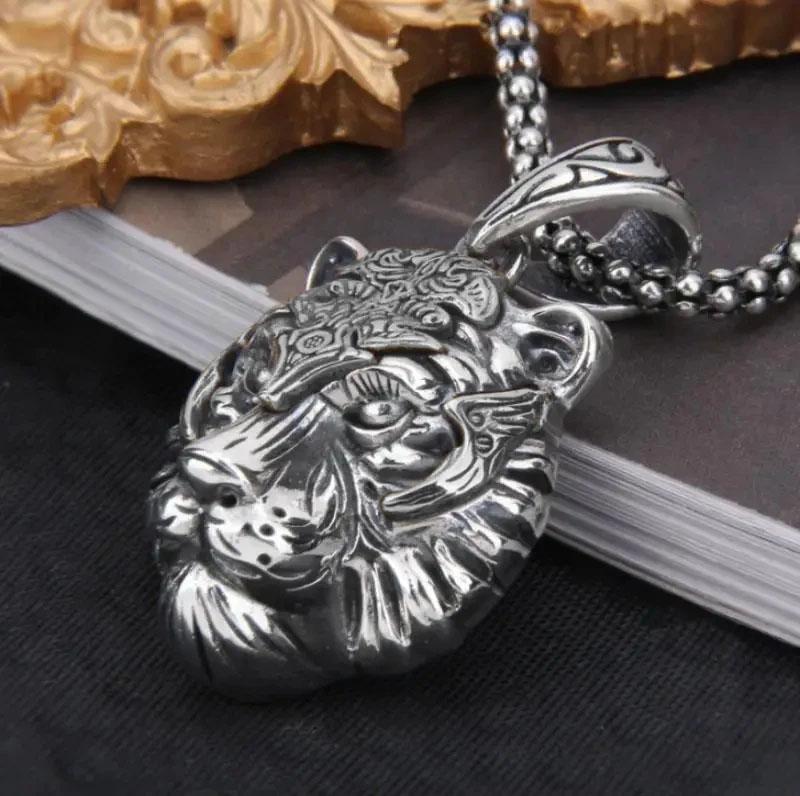 Fashionable Tiger Head Pendant Animal Tiger Necklace Men\\\'s Punk Hip Hop Trendy Casual Jewelry Gift