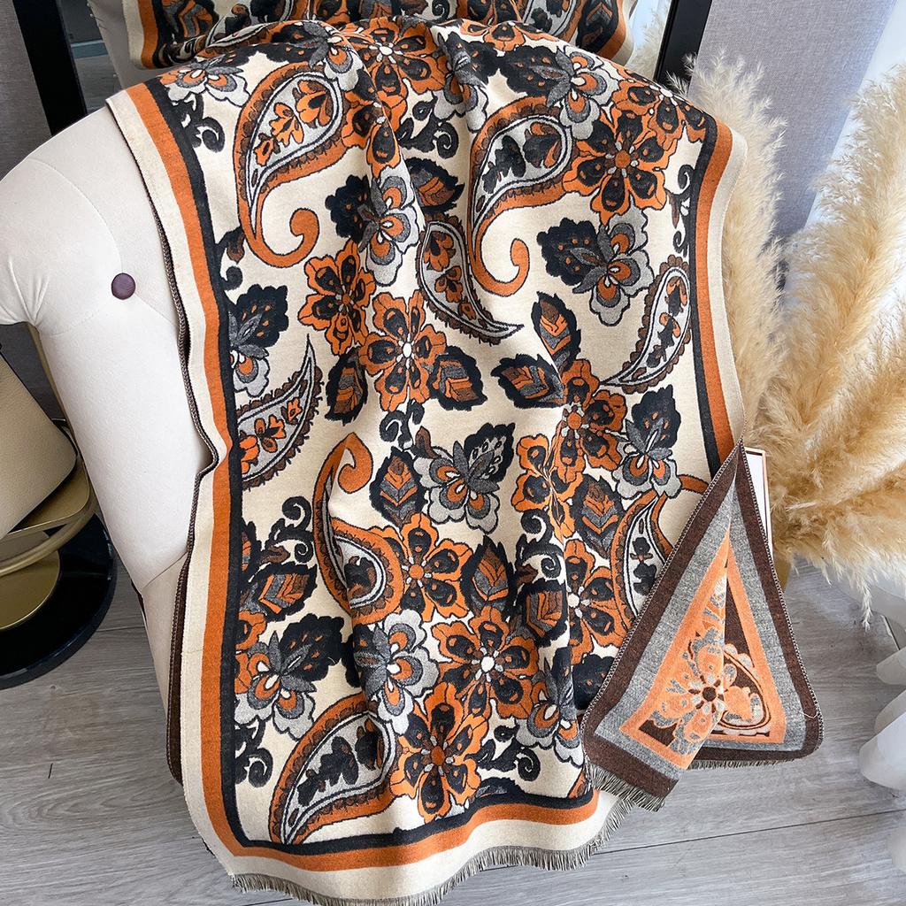 Ethnic Style Imitation Cashmere Thick Travel Shawl Yunnan Scarf Women's Outdoor Warm Cape Sun Protection